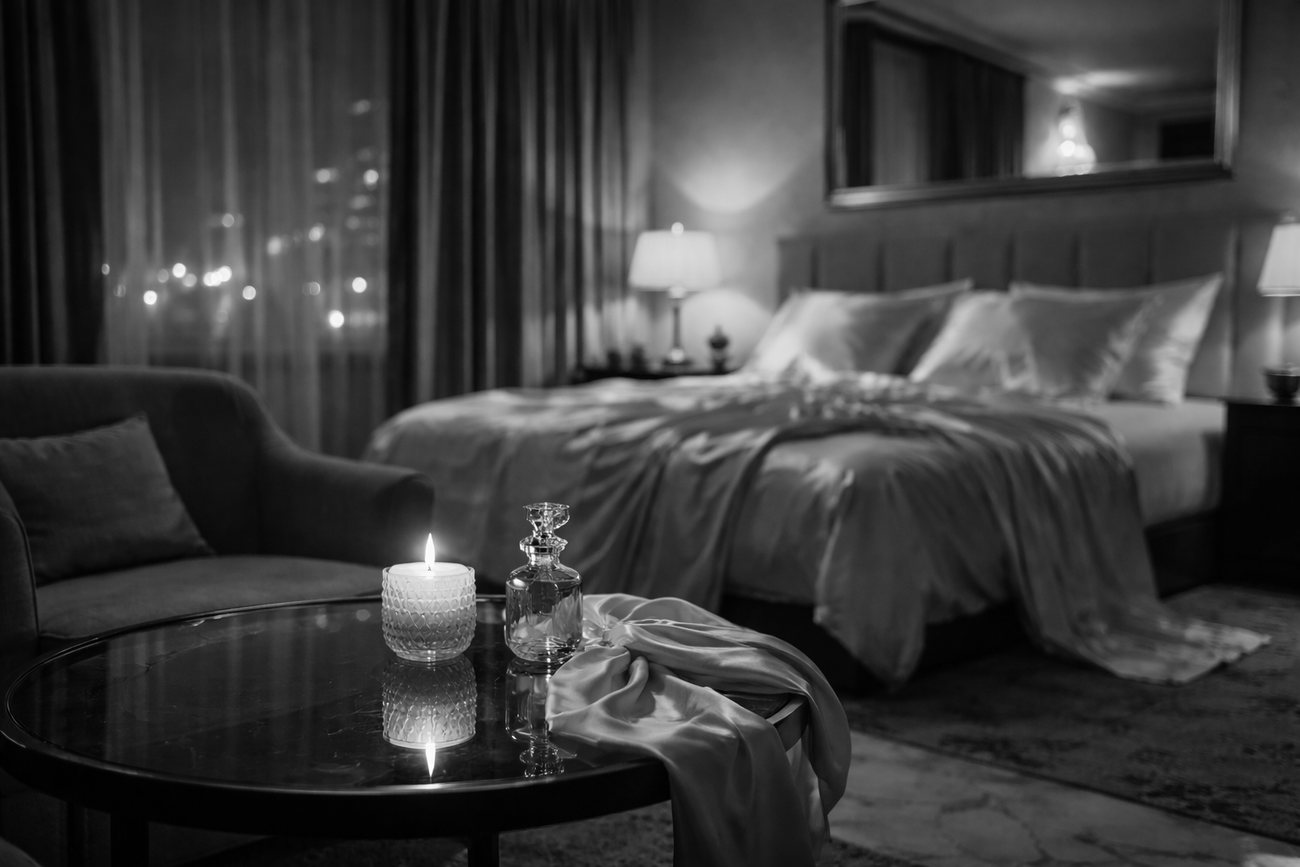 Cameră de hotel pentru ședință boudoir de lux — Demeter Studios