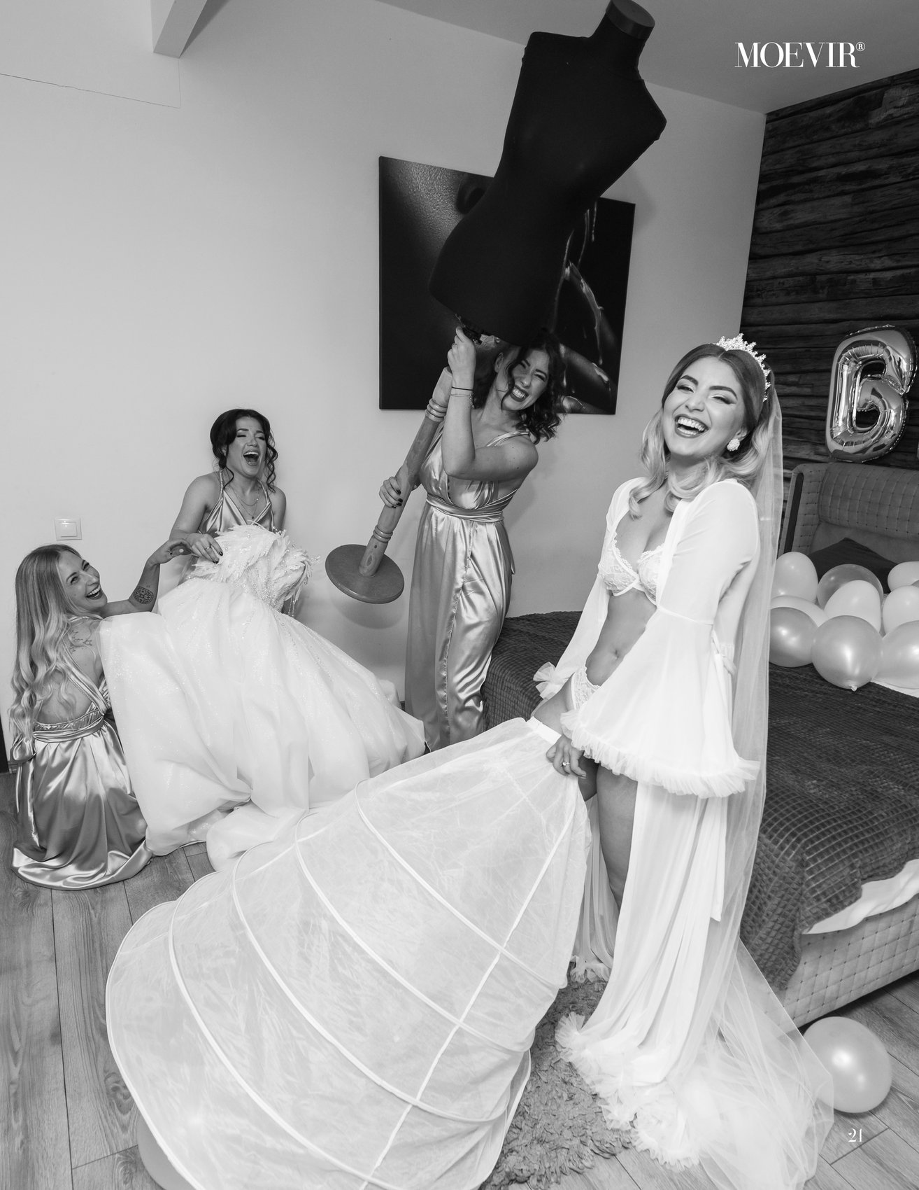 Pagină din materialul Demeter Studios în MOEVIR Magazine — pregătirea miresei